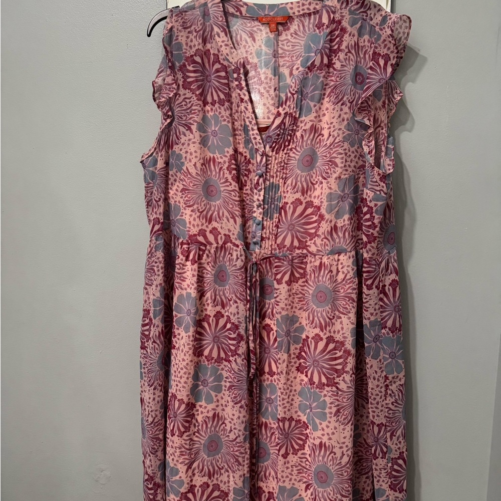 Floral Sleeveless Dress in Pink and Blue